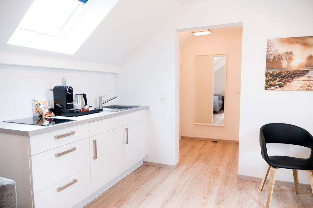 Fully equipped kitchenette in all of our hotel suites at Apex Nürburg.